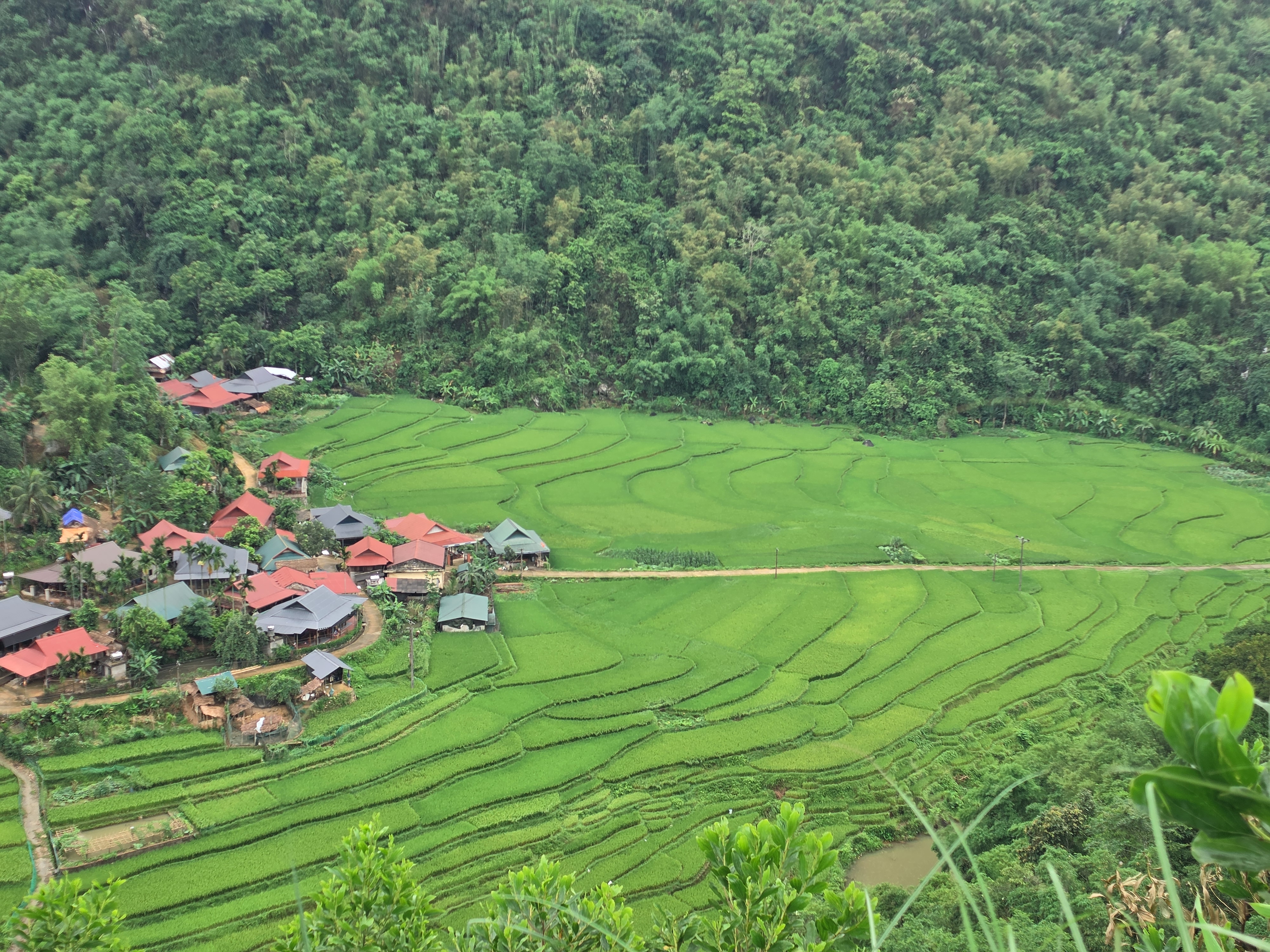 Travelers waving in Vietnam